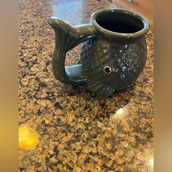 Fish mug olive green & cream microwave safe NWT fathers day fishing - Picture 6 of 9